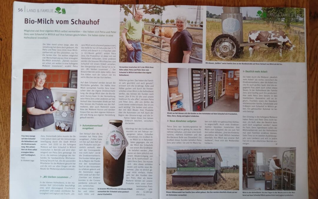 Bio-Milch vom Schauhof – in der LZ Rheinland!